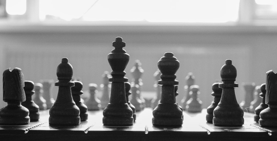 Échecs — A black and white photo of a chess board